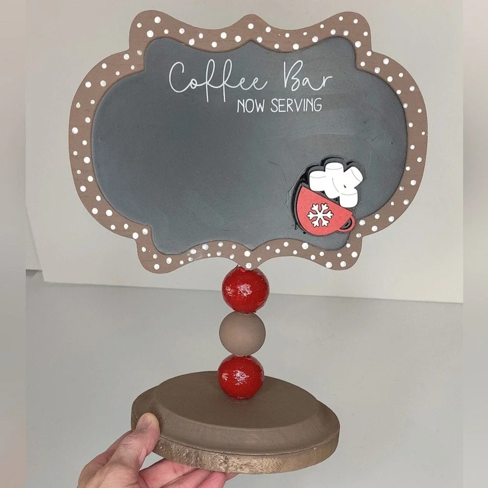 Coffee Bar Hot Cocoa Chocolate Christmas Chalkboard‎ Message Board Menu Stand